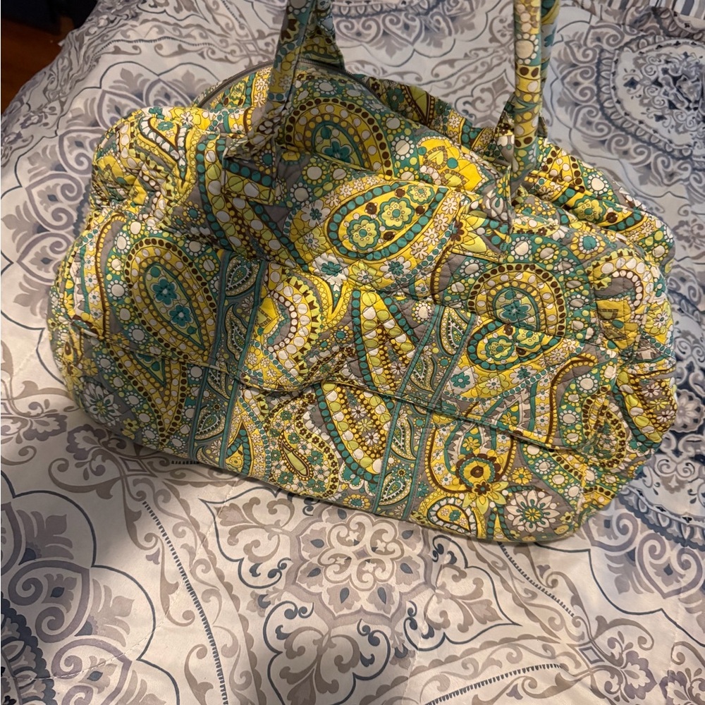 Quilted Paisley Tote Bag - Yellow & Teal